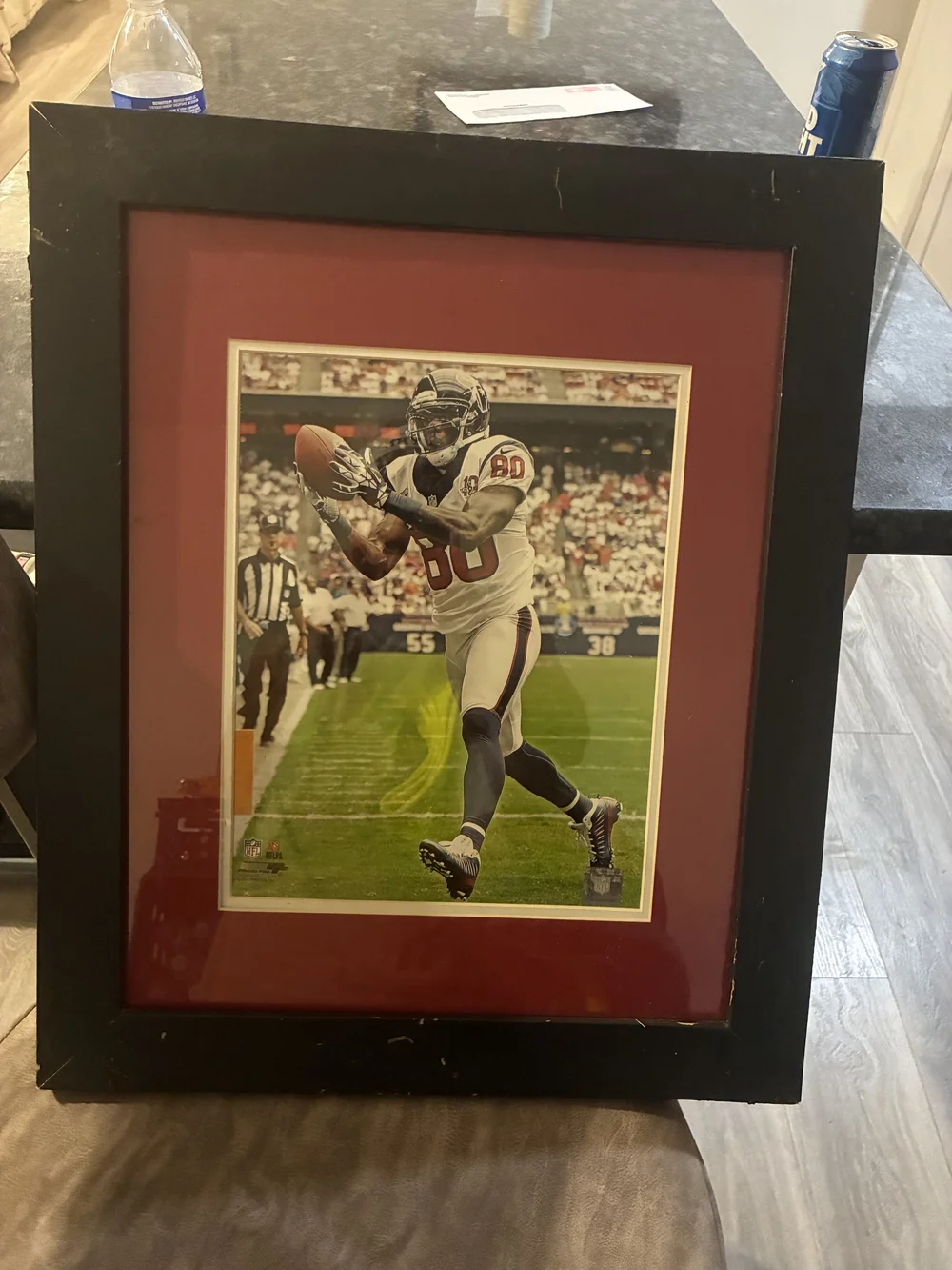 Framed Sports Photo with Red Mat and Black Frame